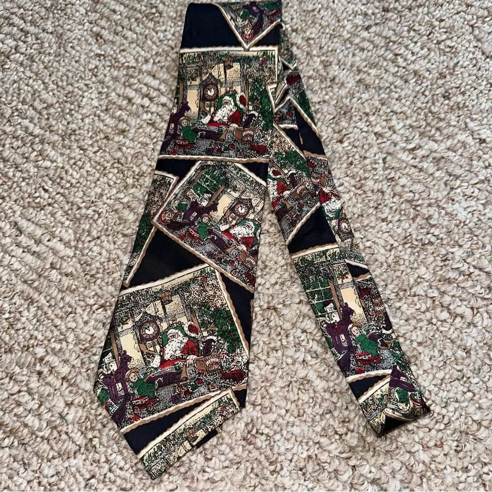 Mens American Traditions Christmas Tie Necktie - USA‎ - Santa Claus